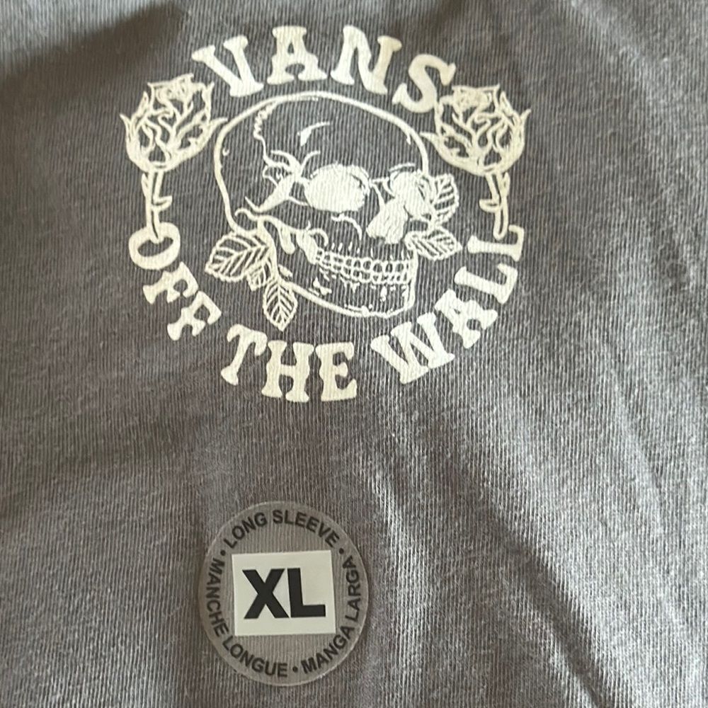 Vans Gray Skull and rose Men's Shirt - Picture 7 of 9
